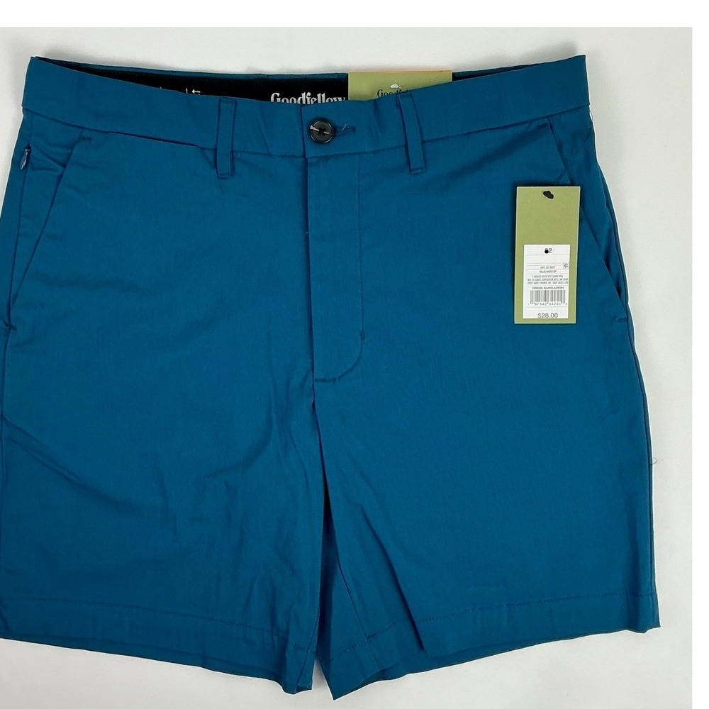 Goodfellow & Co Mens Tech Shorts Size 32 Blue Quick‎ Dry Stretch Wrinkle Resist
